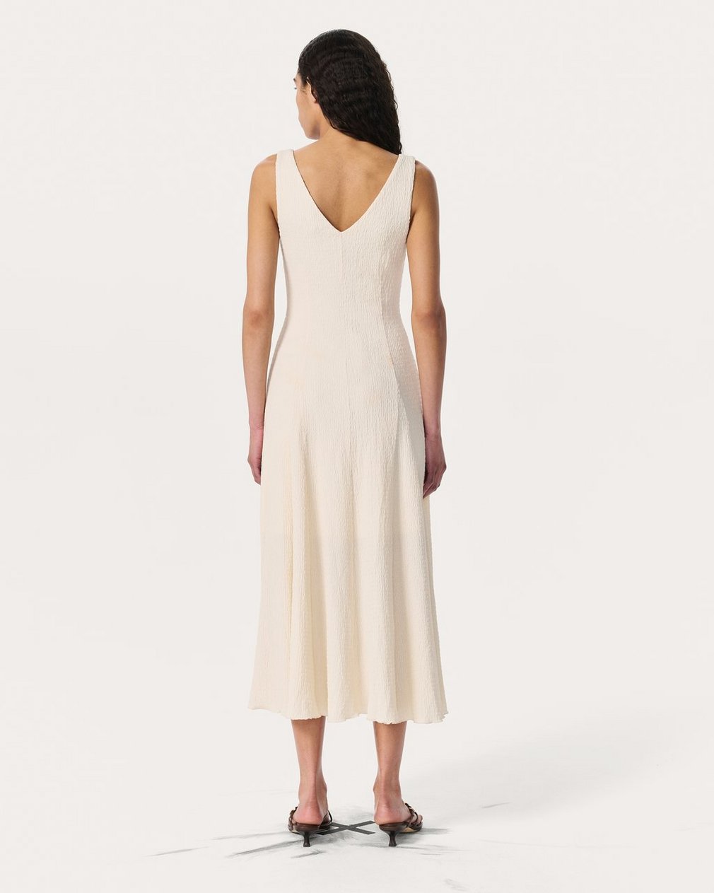 Lou V-Neck Midi Dress Ivory - Image 6