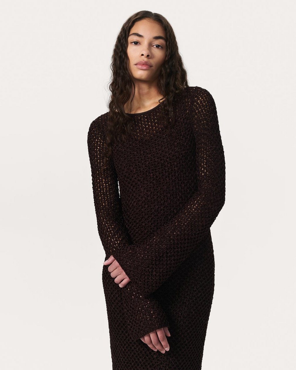 Ellie Knit Mini Dress Brown - Image 3