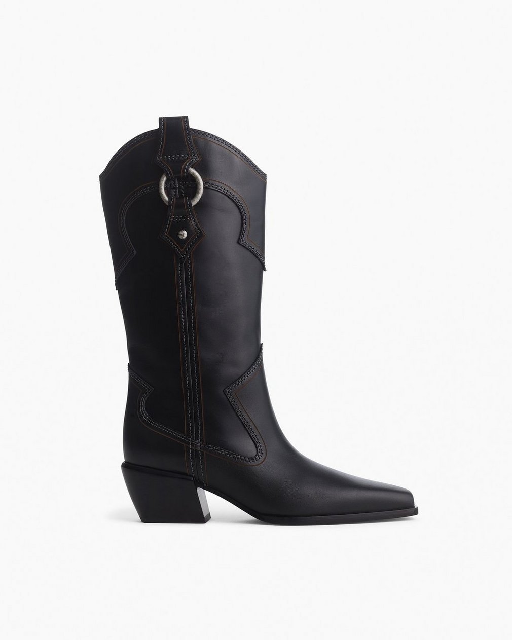 Joni Leather Cowboy Boots Black