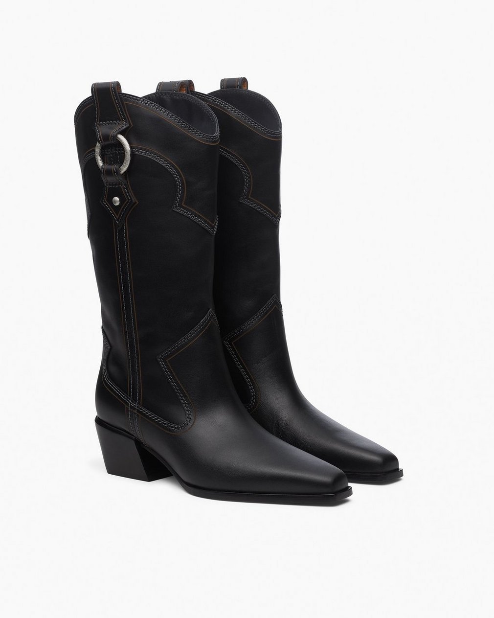 Joni Leather Cowboy Boots Black - Image 3