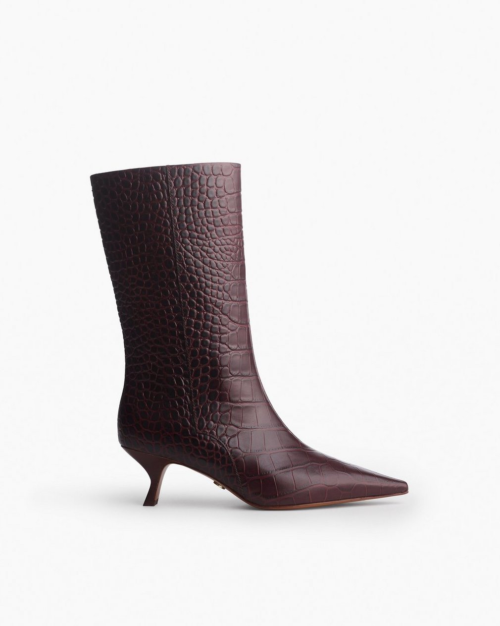 Mott Embossed Leather Boots Bordeaux Croc