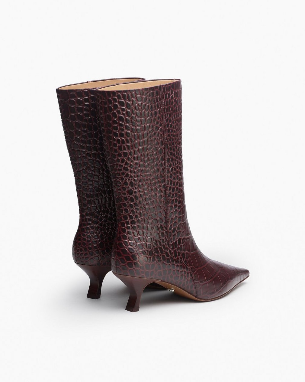 Mott Embossed Leather Boots Bordeaux Croc - Image 4