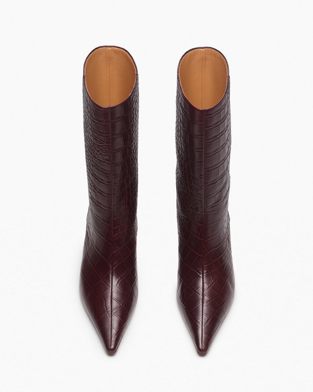 Mott Embossed Leather Boots Bordeaux Croc - Image 5