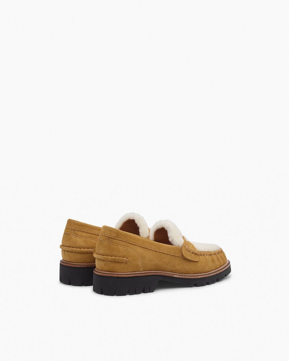 Corey Suede Shearling Loafers Caramel Suede Shearling - Image 4