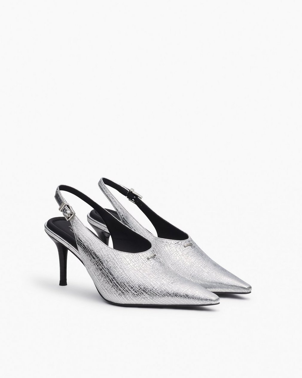 Mercer Leather Slingbacks Silver - Image 3