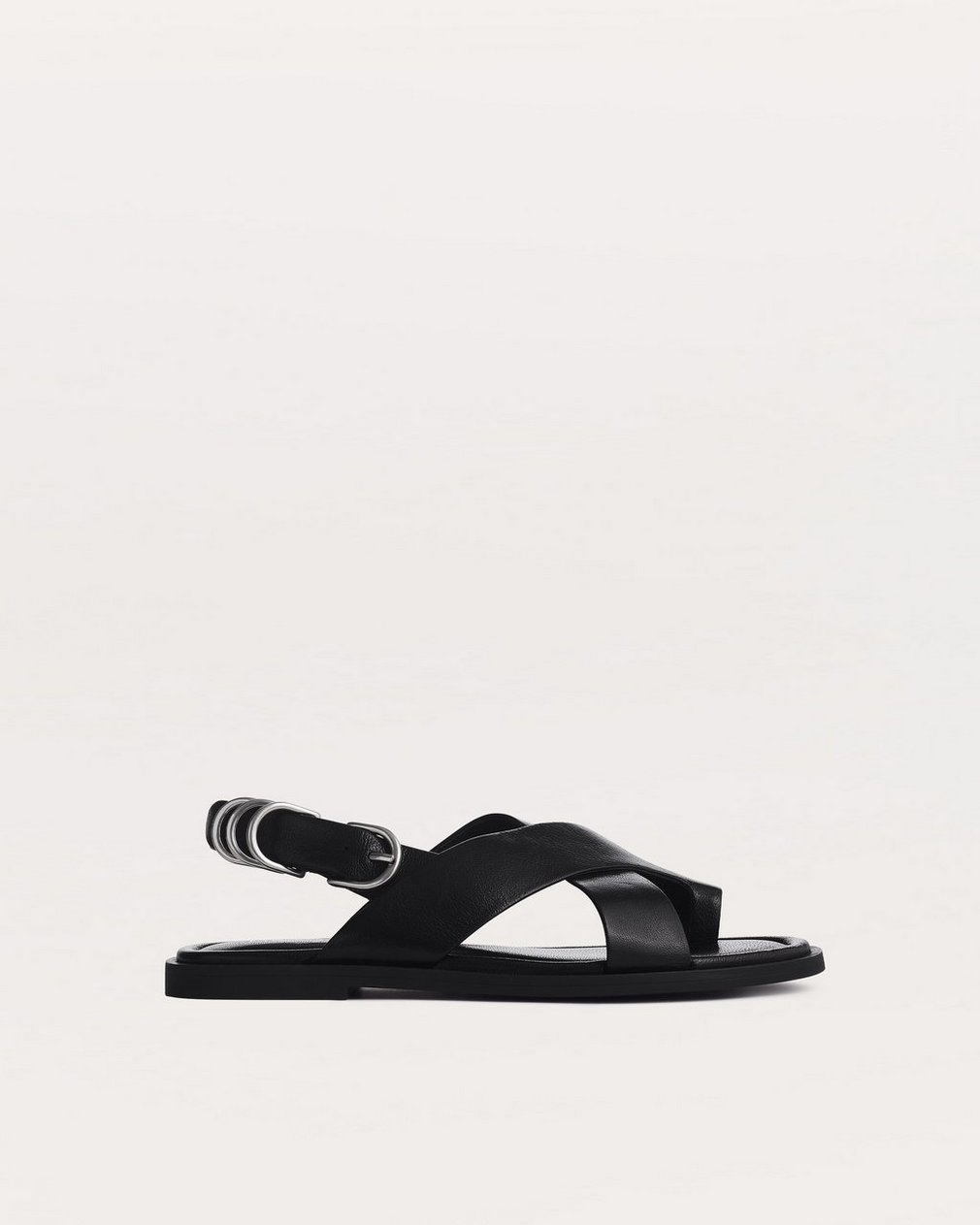 Gia Leather Crossover Sandals Black