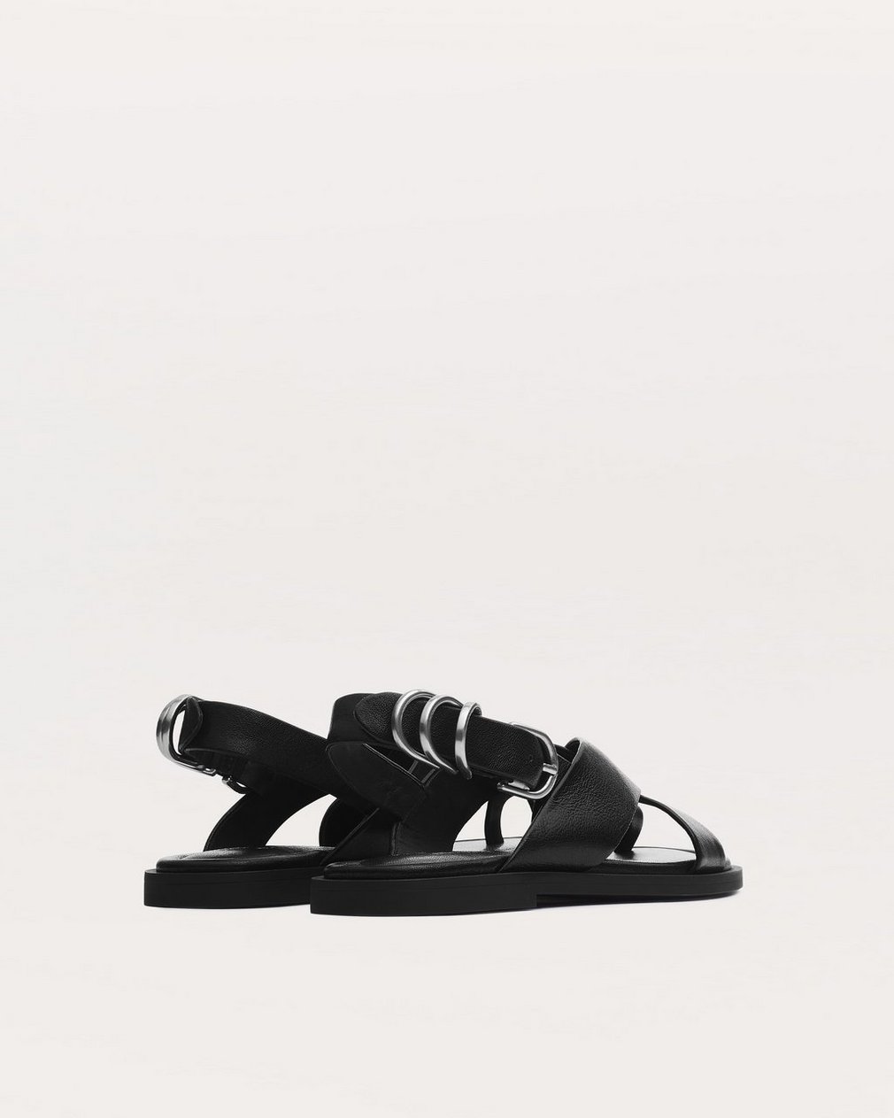 Gia Leather Crossover Sandals Black - Image 3