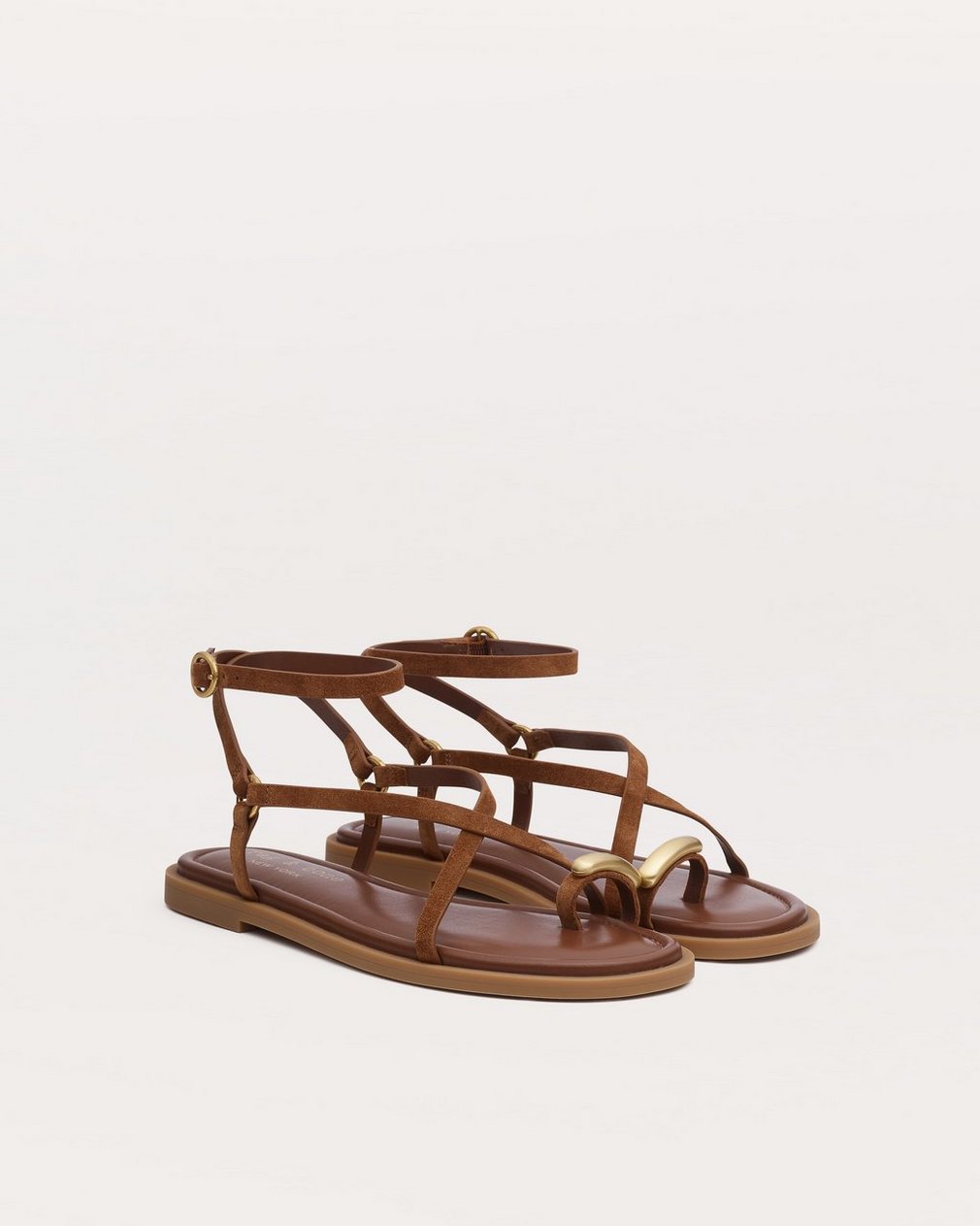 Geo Toe Ring Sandals Umber Suede - Image 3