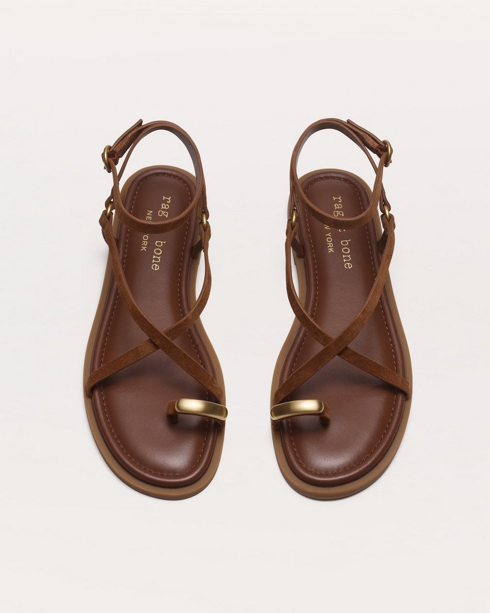 Geo Toe Ring Sandals Umber Suede - Image 5