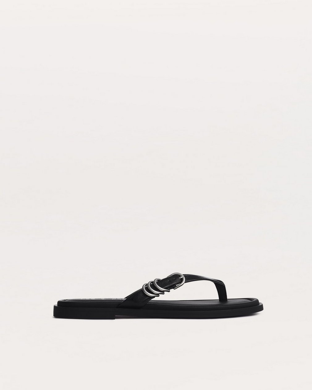 Gia Leather Flip Flops Black
