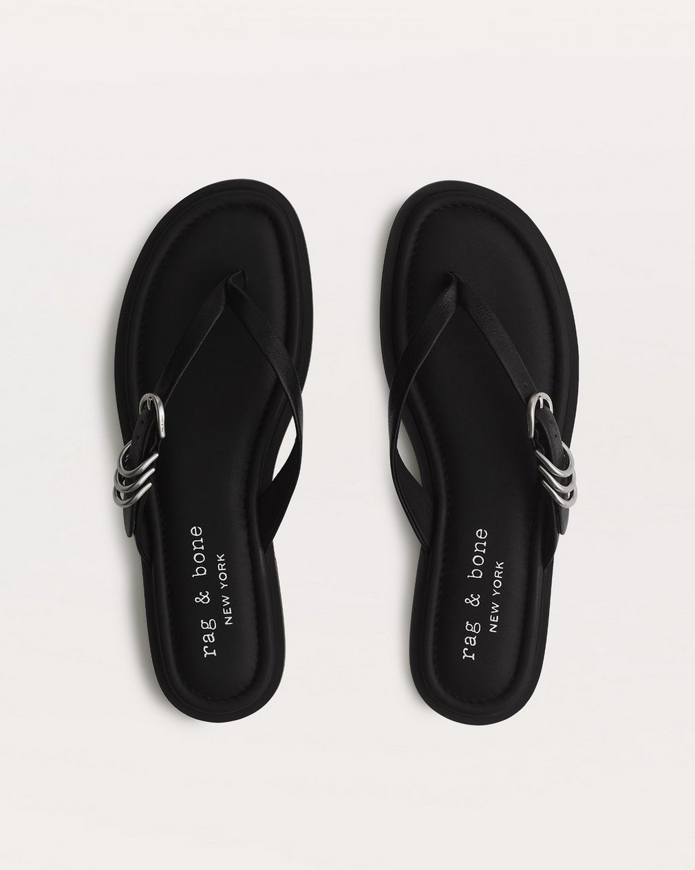 Gia Leather Flip Flops Black - Image 4