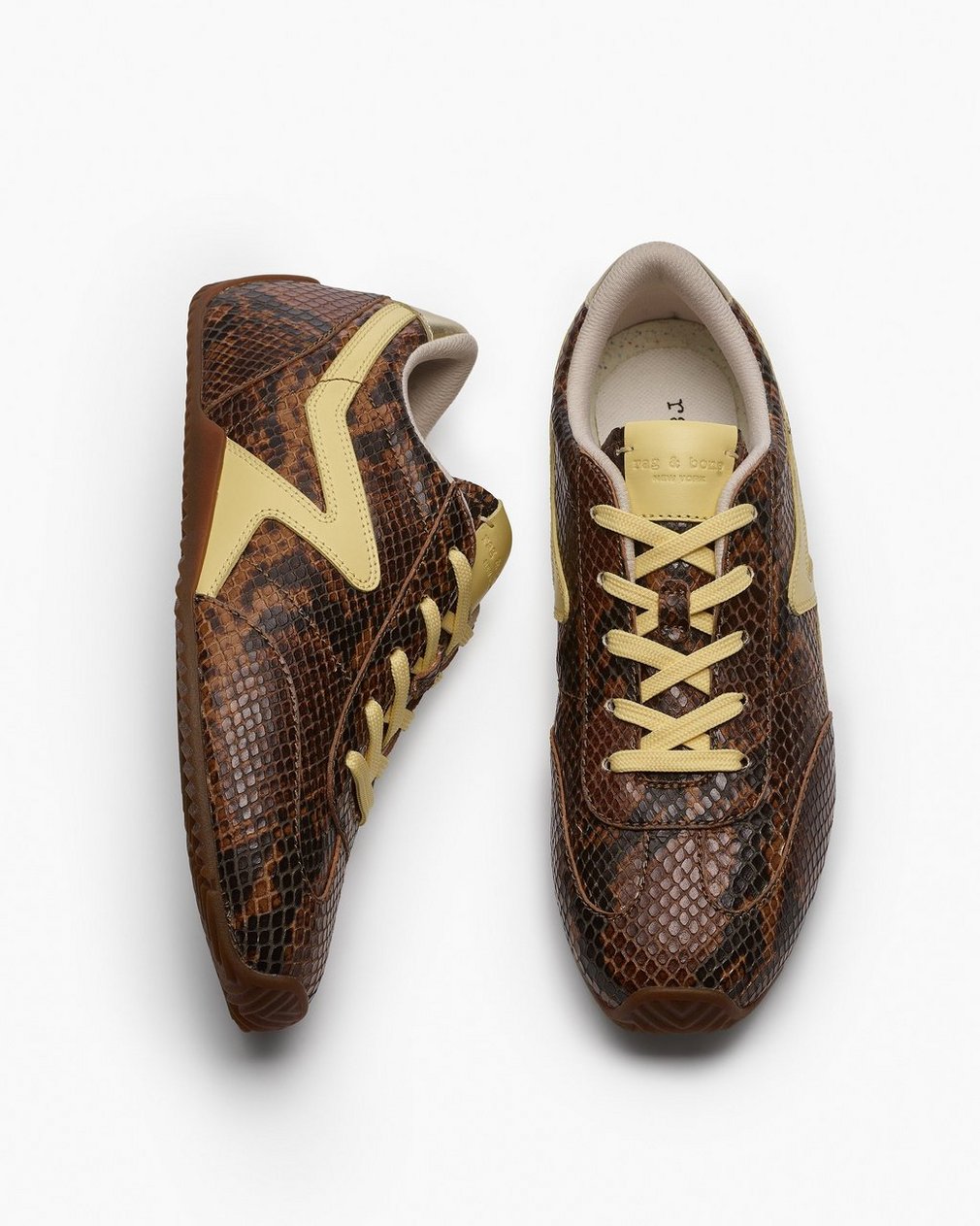 Ultra Slim Retro Runner Sneakers Mocha Snake - Image 5