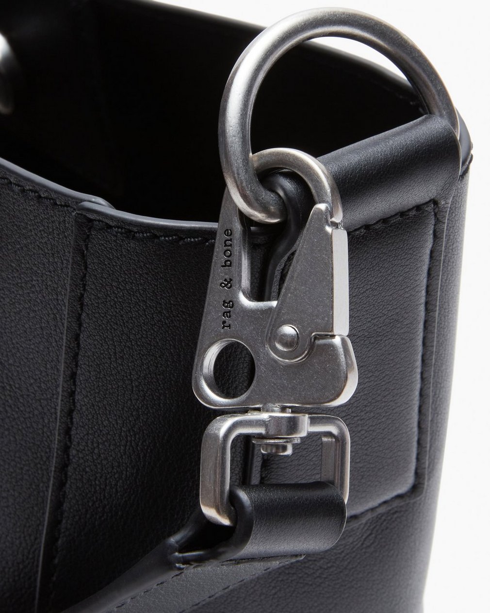 Parker Leather Bucket Bag Black - Image 6