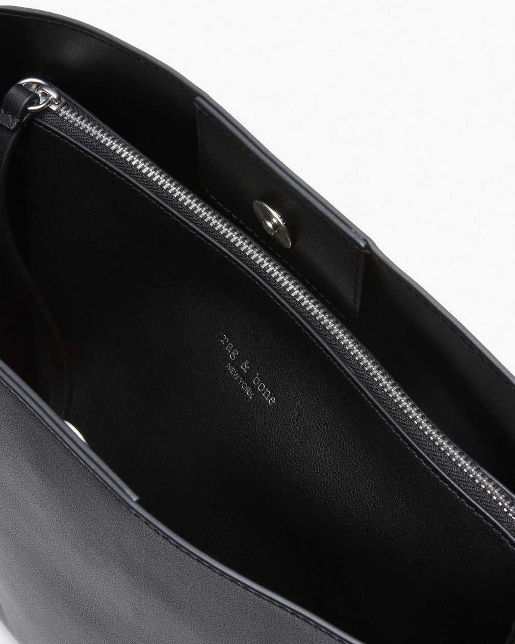 Parker Leather Bucket Bag Black - Image 7
