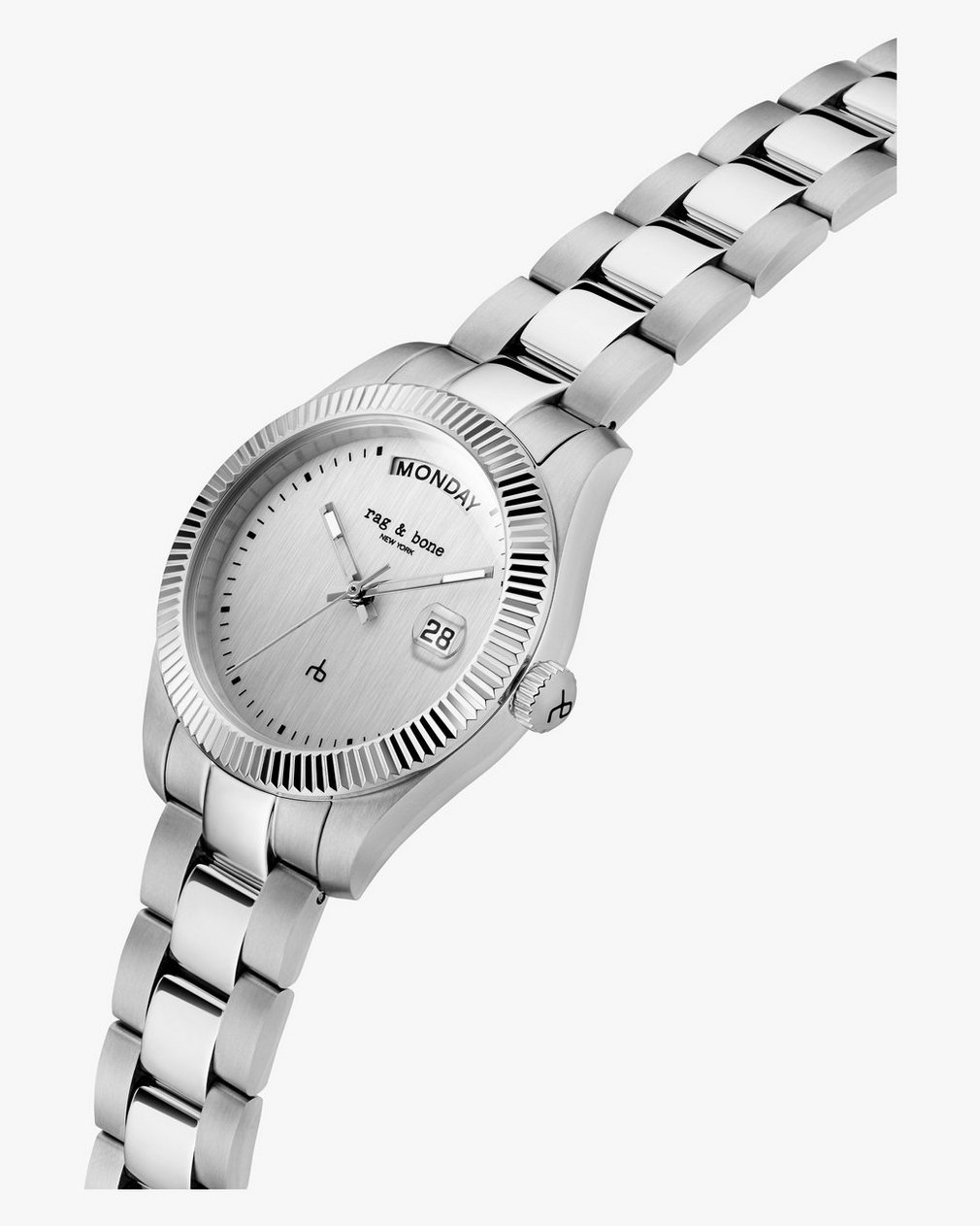 Lex Day Date Bracelet Watch, 34mm Silver - Image 4