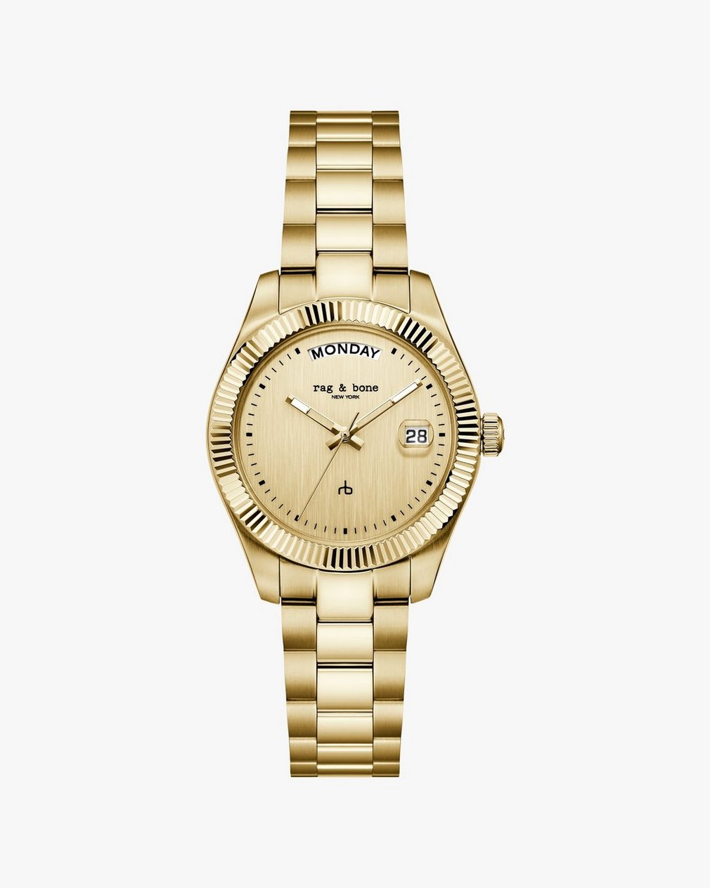 Lex Day Date Bracelet Watch, 34mm Gold