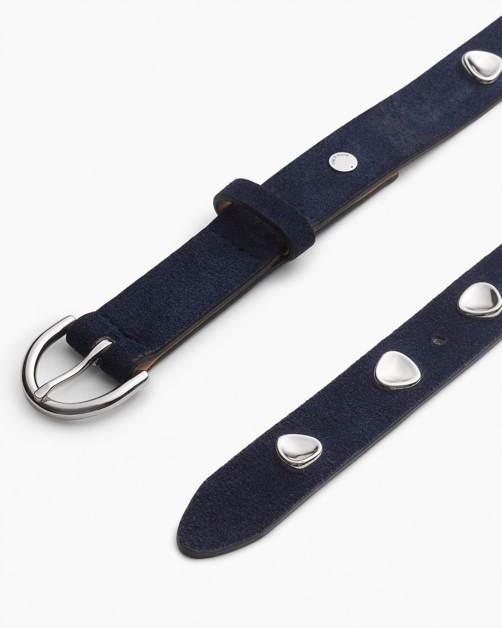 Brynn Studded Italian Suede Belt Navy Suede - Image 3