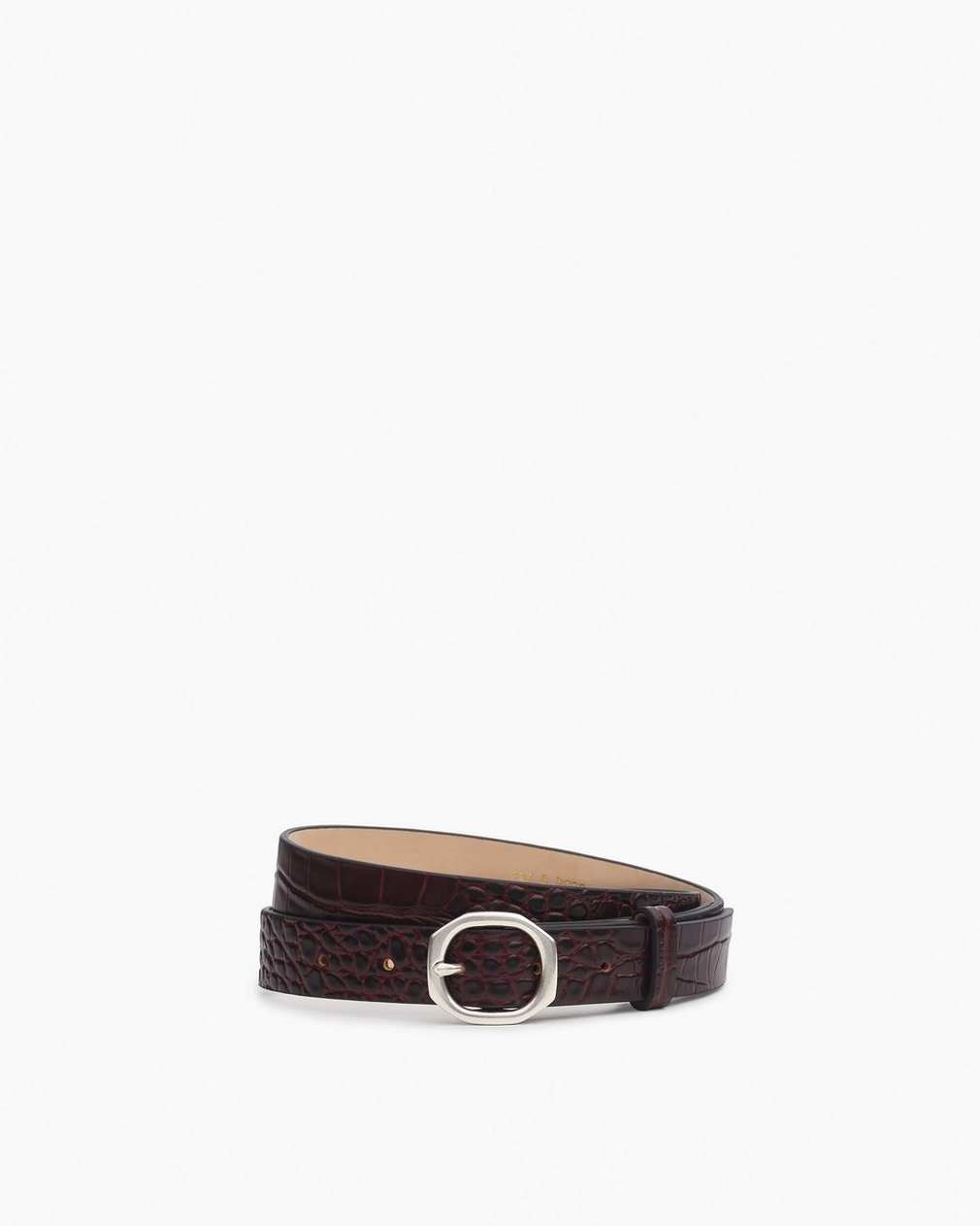 Small Audrey Leather Belt Bordeaux Croc
