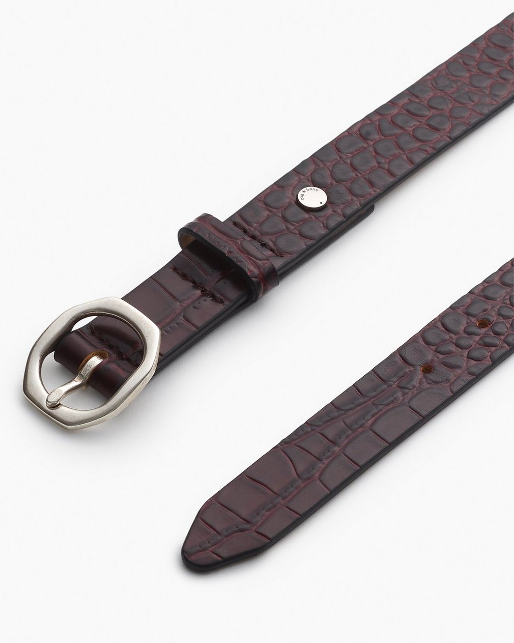 Small Audrey Leather Belt Bordeaux Croc - Image 2
