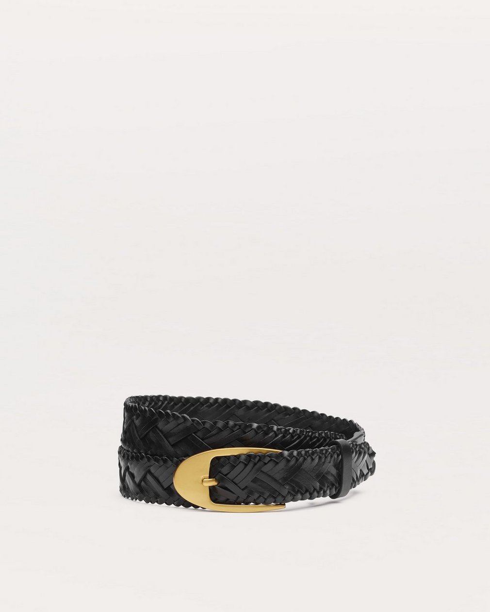 Gemma Woven Leather Belt Black