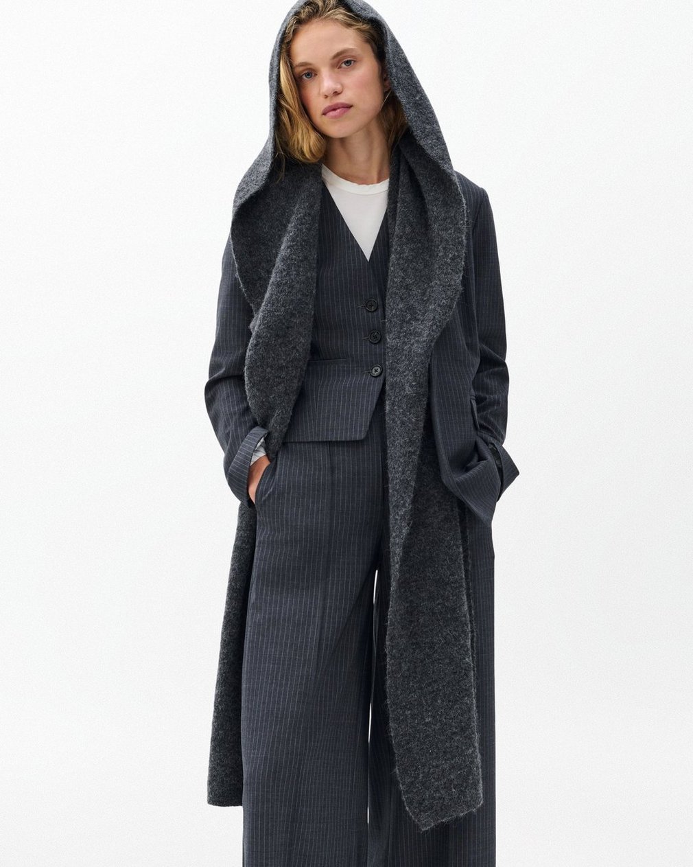 Jordyn Hooded Scarf Charcoal