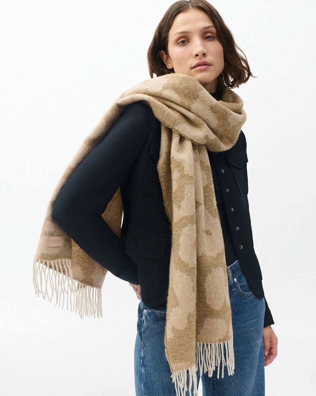 Piper Leopard-Print Scarf Sand Multi