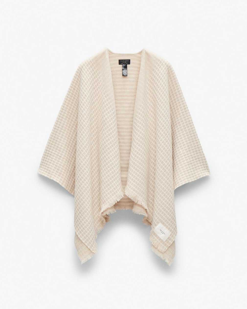 Joni Waffle-Knit Wool Poncho Oatmeal - Image 2