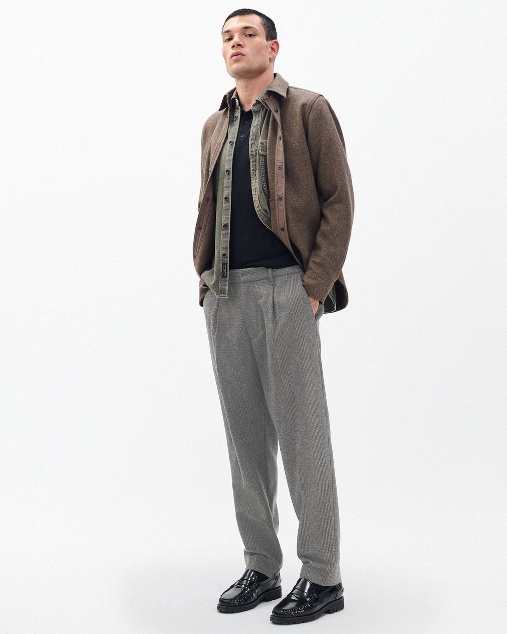 Evan British Plaid Wool Trousers Brown Plaid - Image 3