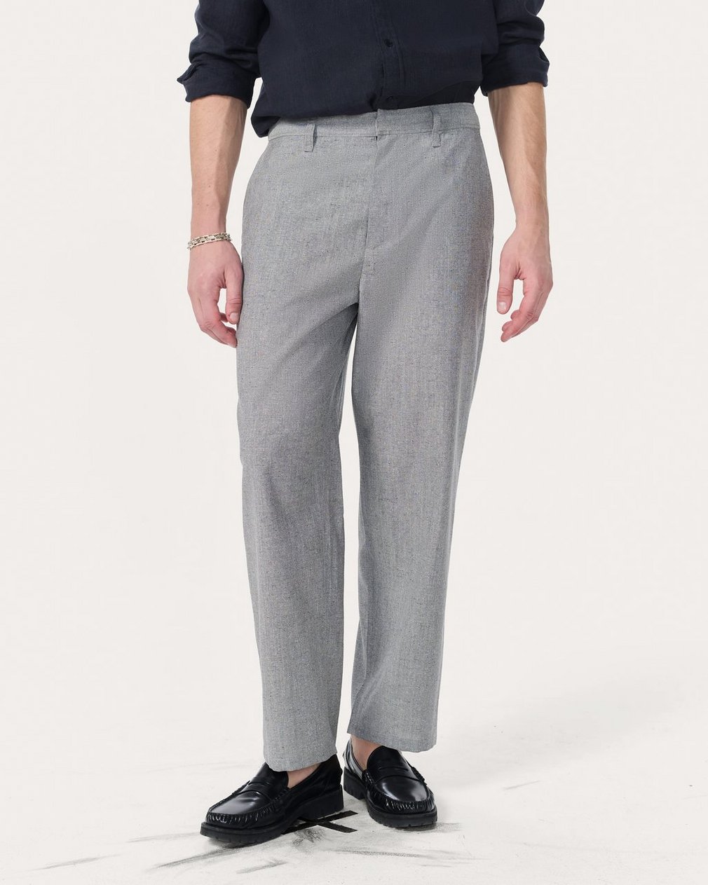 Baggy Wool-Blend Trousers Grey - Image 3