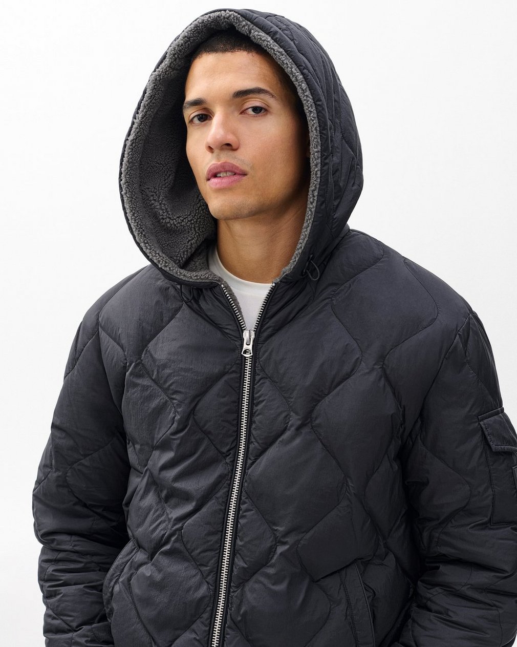 Dane Quilted Hooded Jacket Black