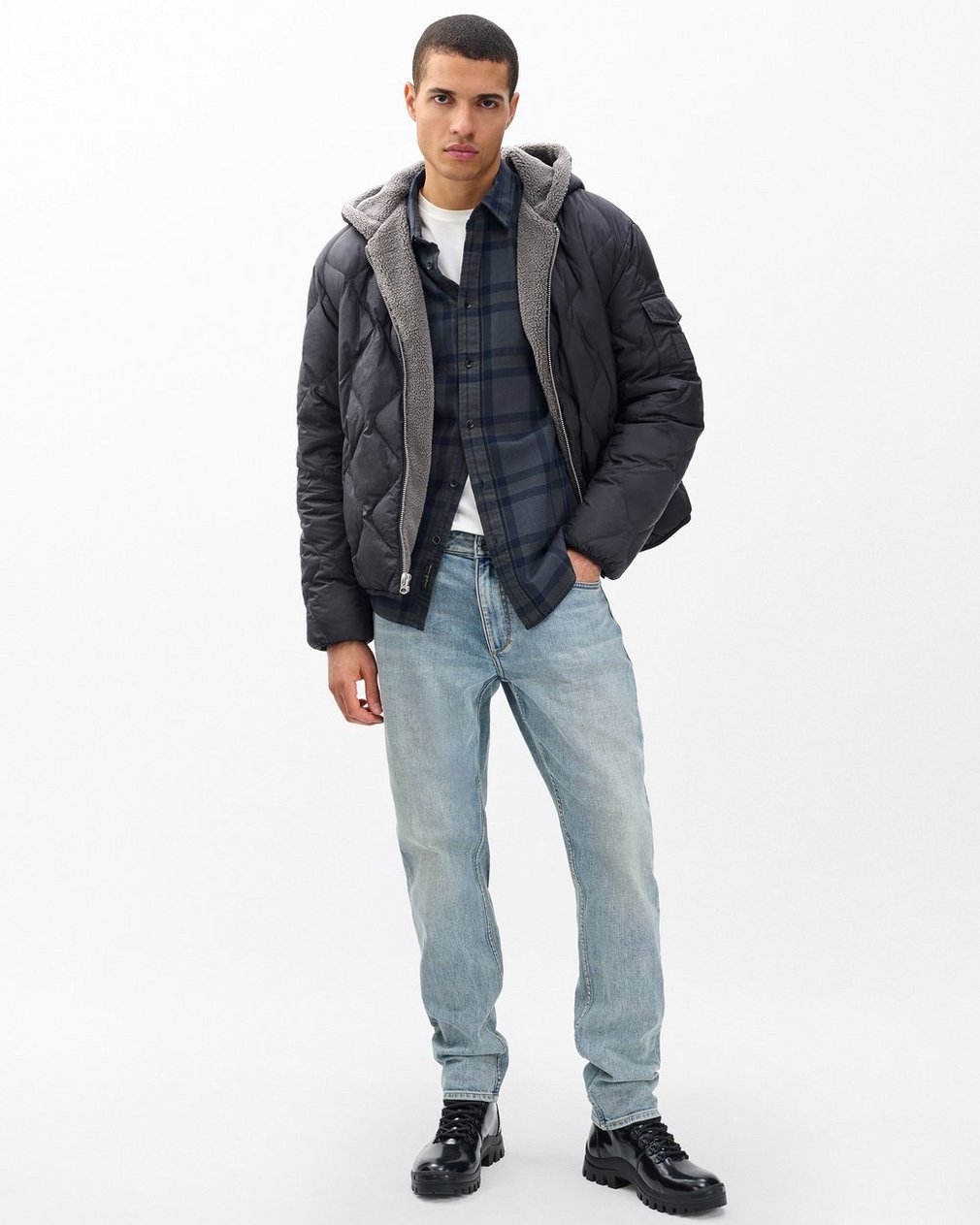 Dane Quilted Hooded Jacket Black - Image 3