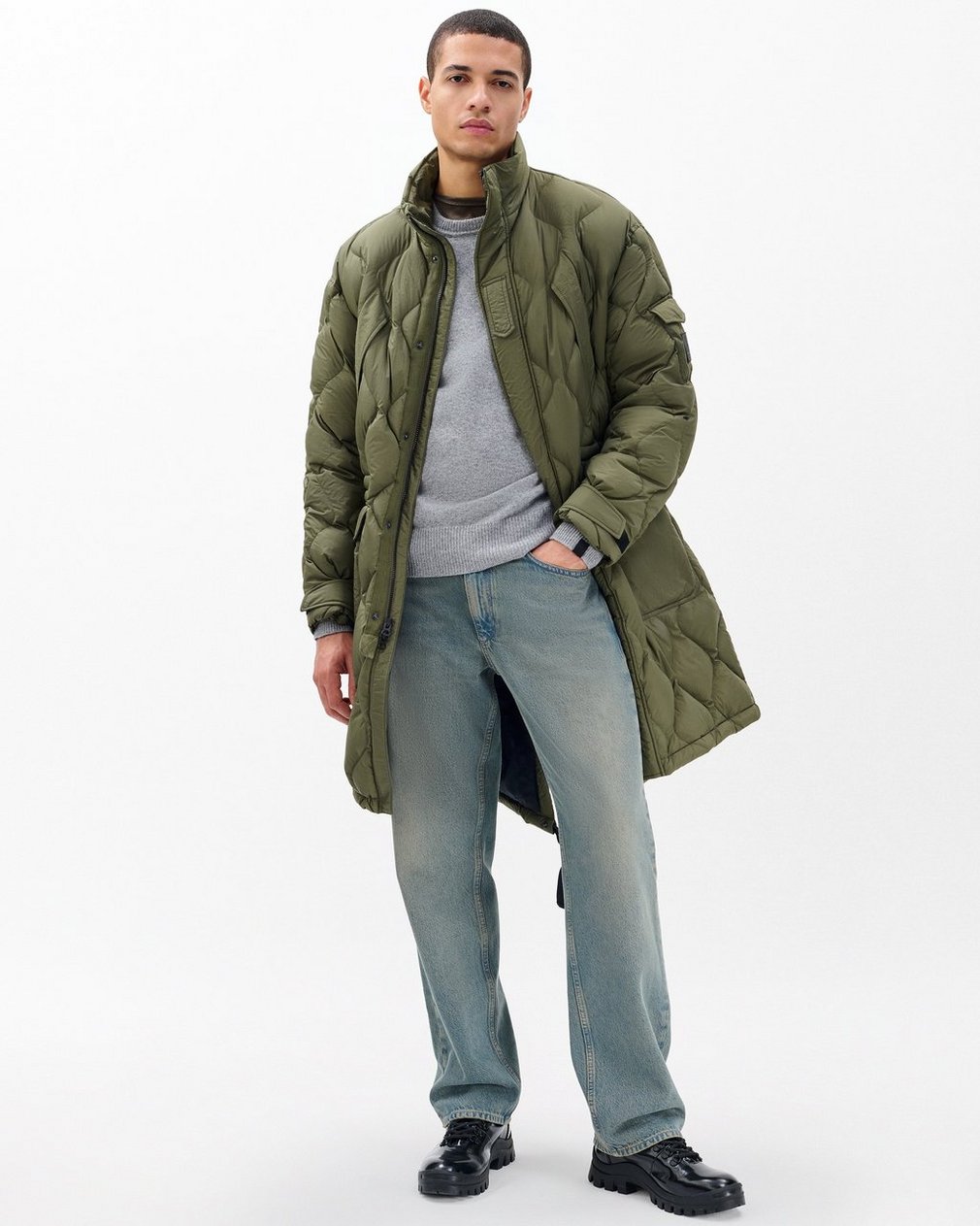 Dane Quilted Down Parka Dark Olive