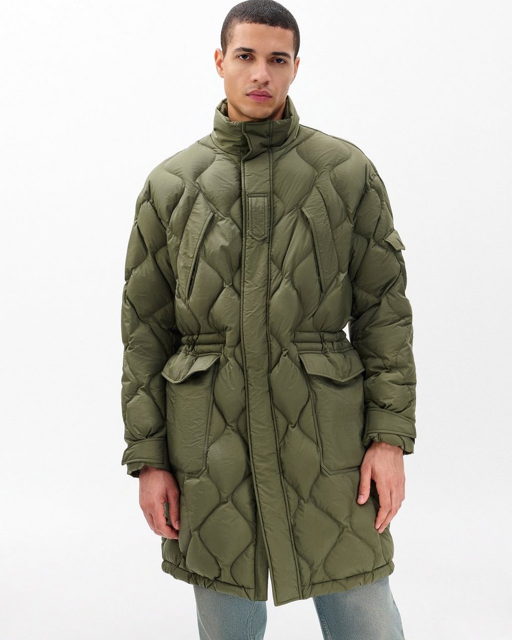 Dane Quilted Down Parka Dark Olive - Image 4