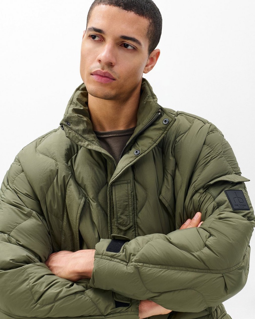 Dane Quilted Down Parka Dark Olive - Image 5