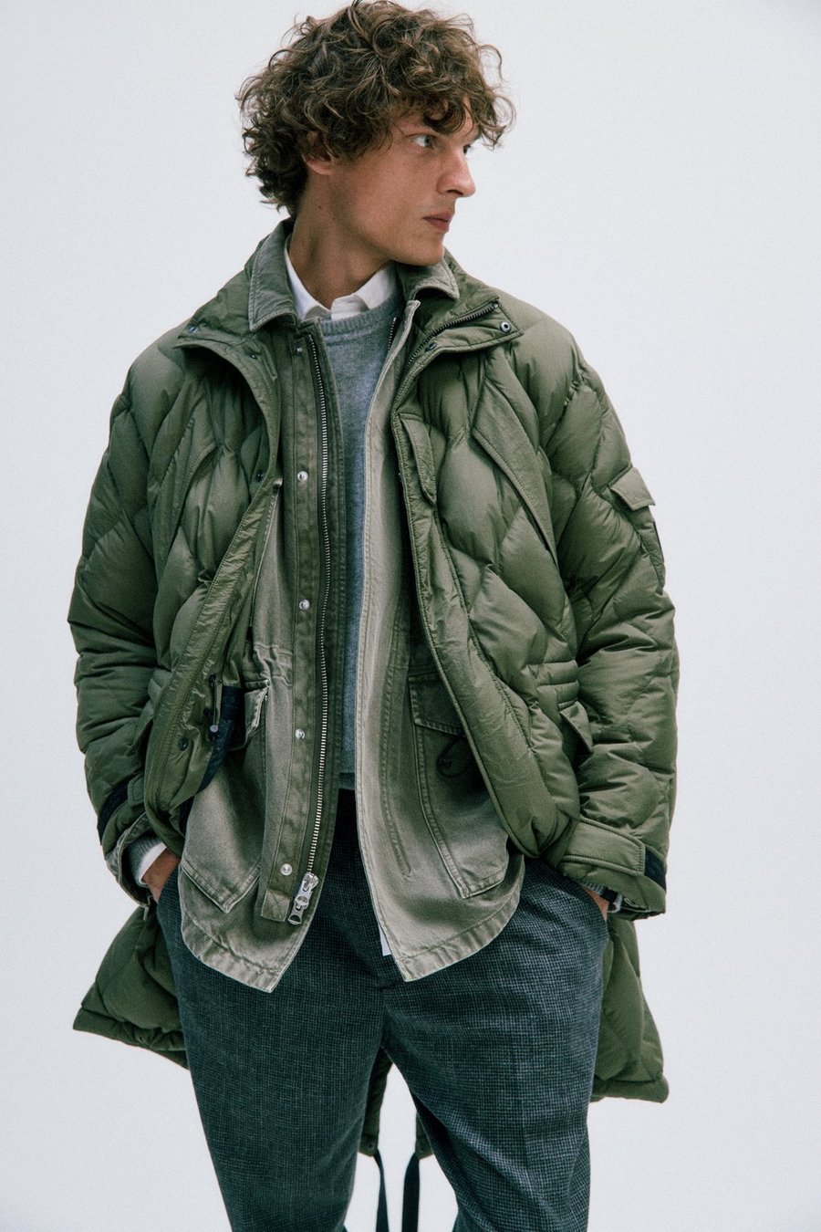 Dane Quilted Down Parka Dark Olive - Image 7