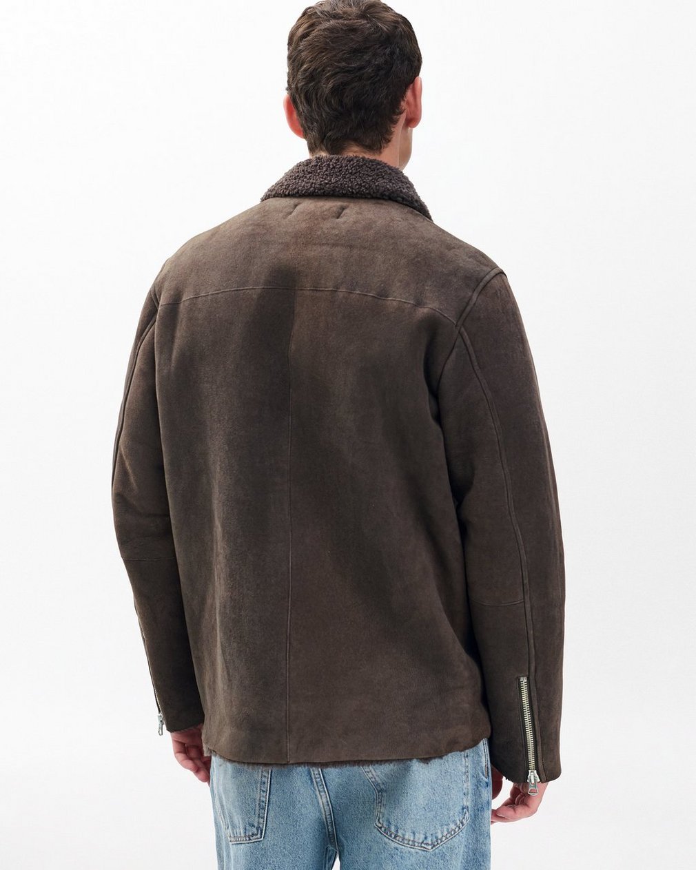 Trent Lamb Shearling Jacket Distressed Brown - Image 6
