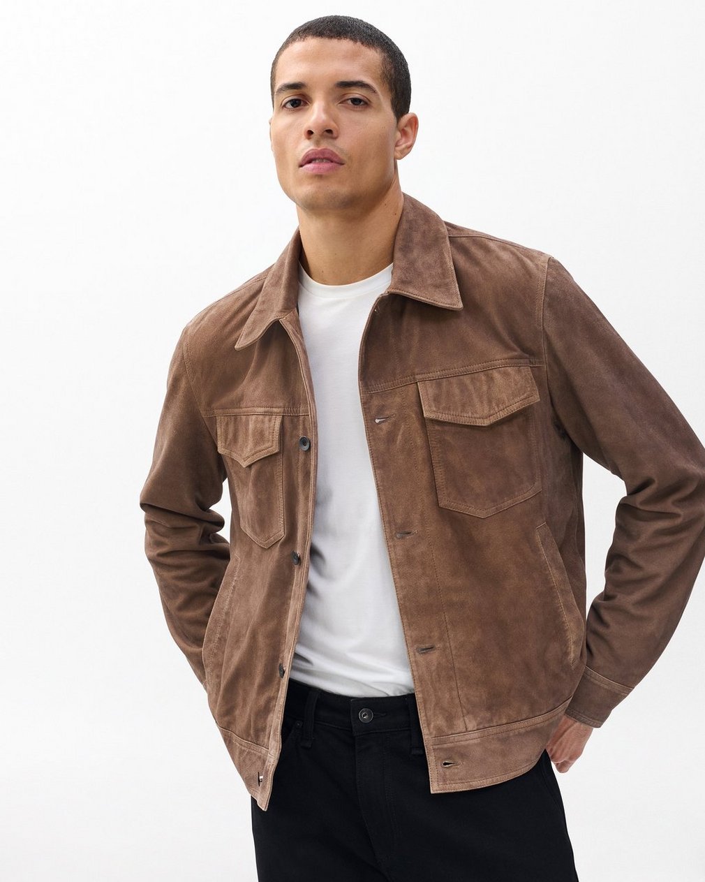 rb Suede Trucker Jacket Light Brown