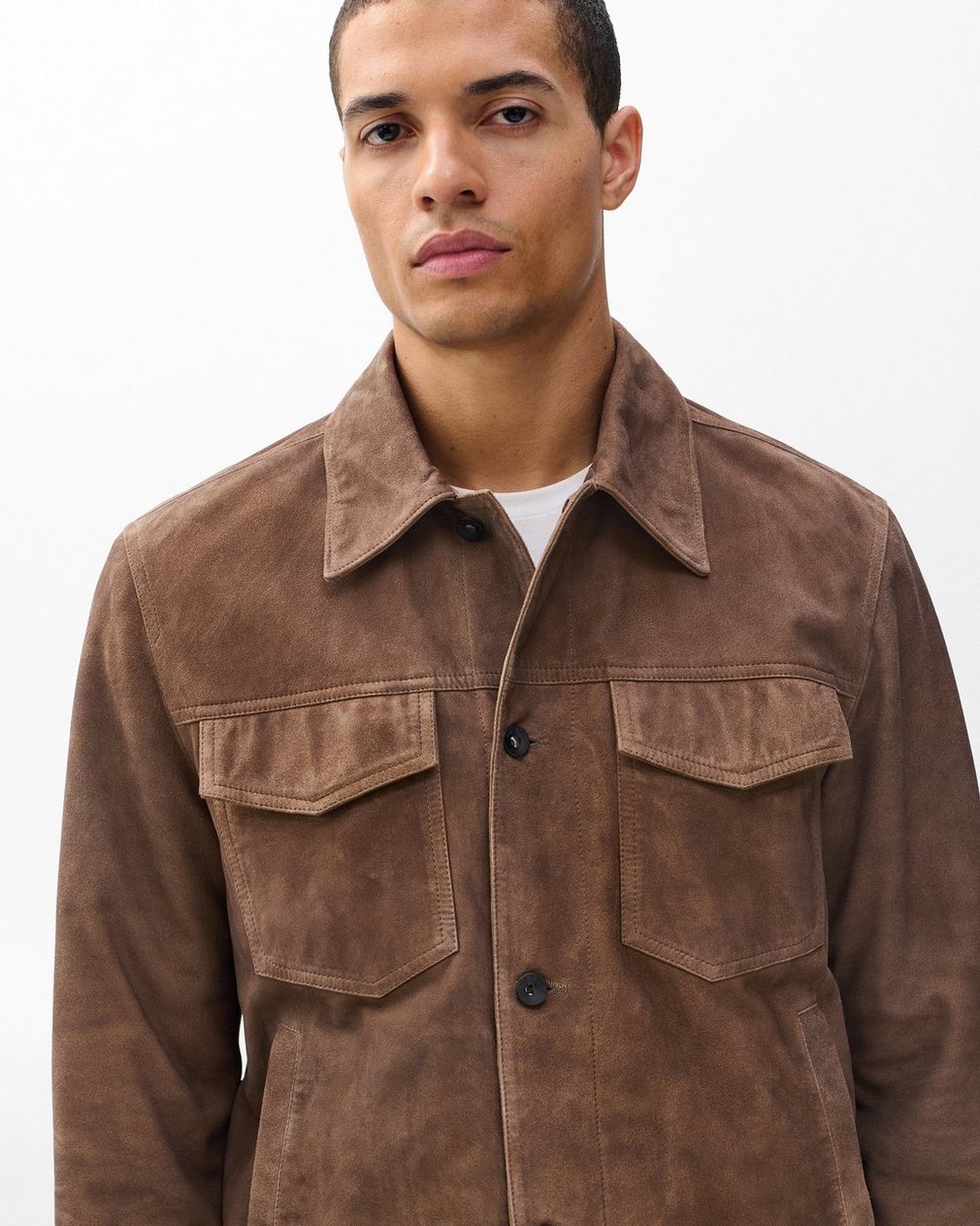 rb Suede Trucker Jacket Light Brown - Image 3