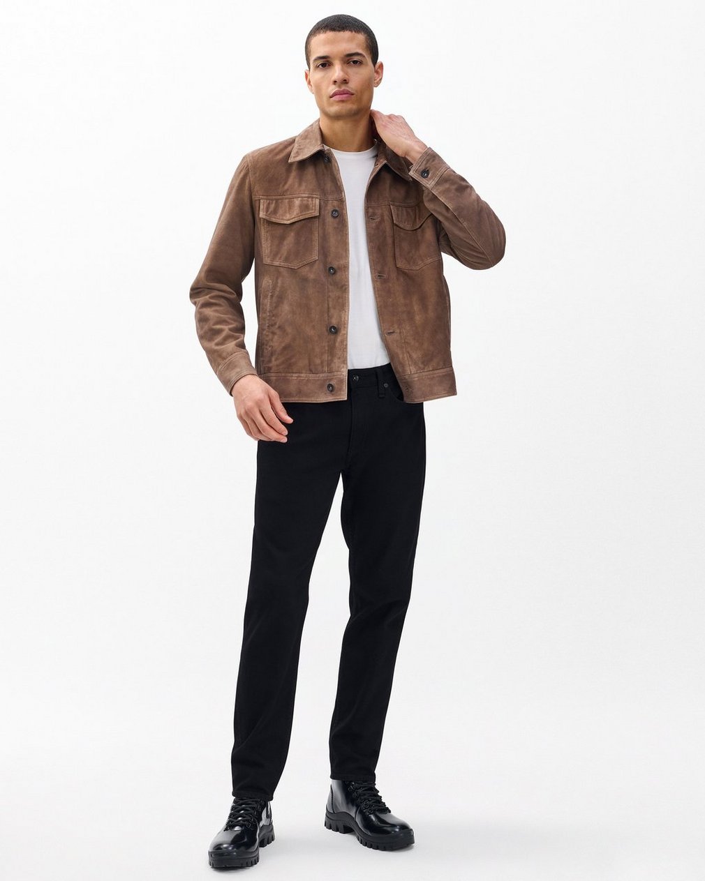 rb Suede Trucker Jacket Light Brown - Image 6