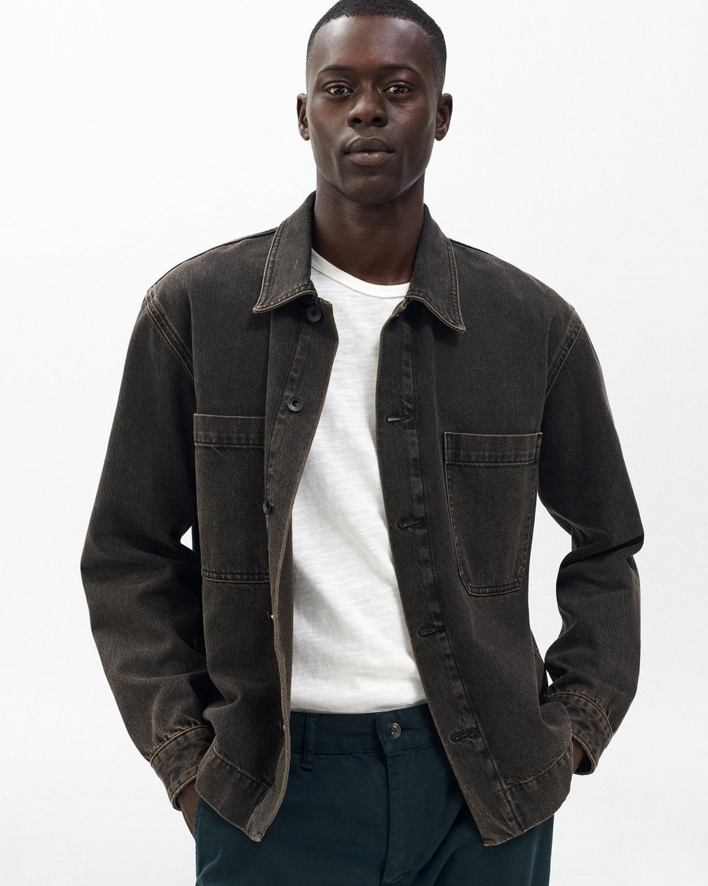 Brooks Infuse Denim Overshirt Brown Black