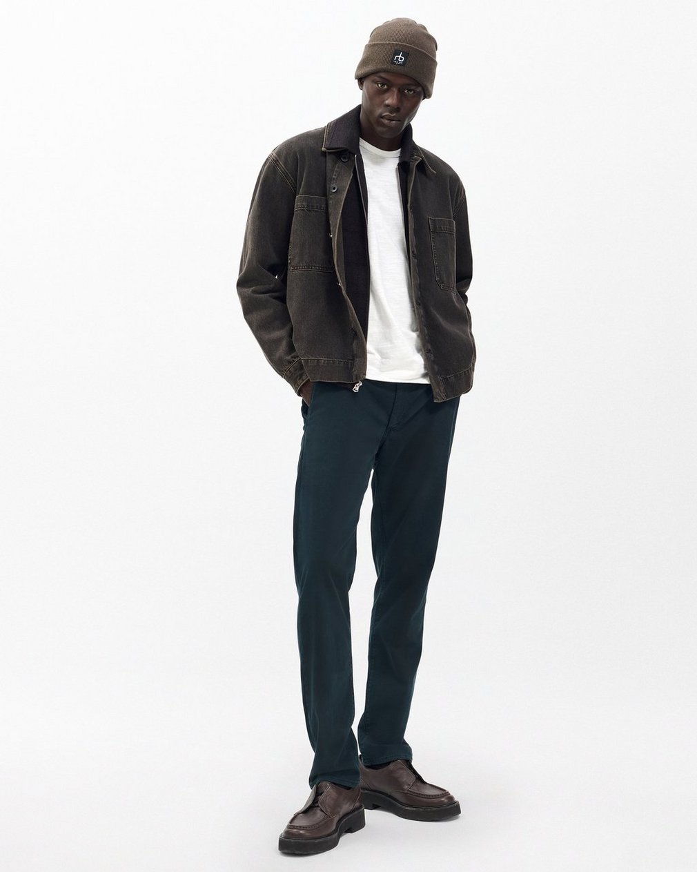 Brooks Infuse Denim Overshirt Brown Black - Image 3