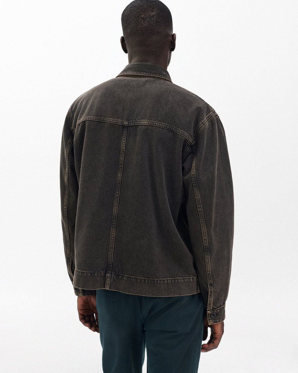 Brooks Infuse Denim Overshirt Brown Black - Image 6