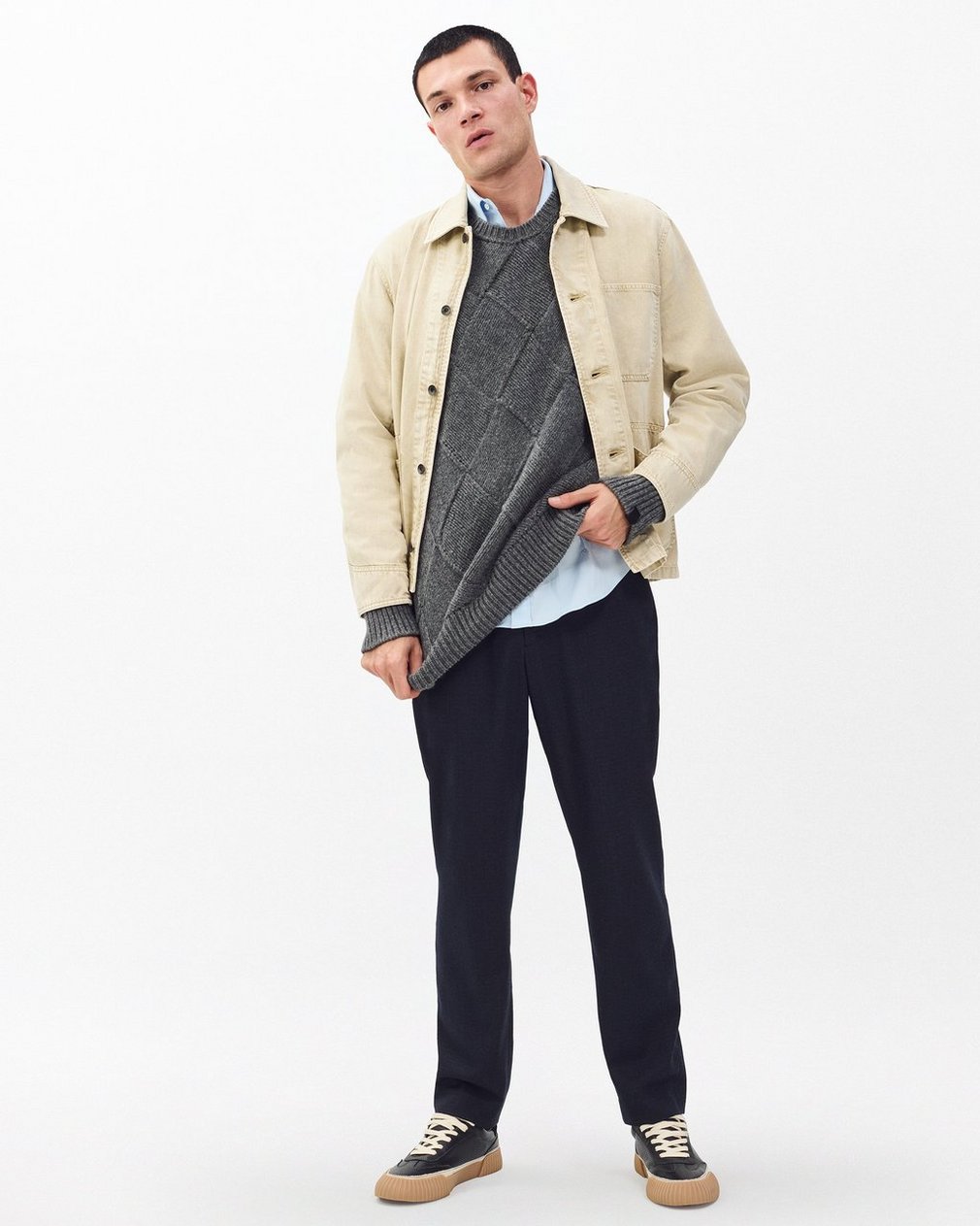 Tribeca Denim Chore Jacket Stone Beige - Image 3