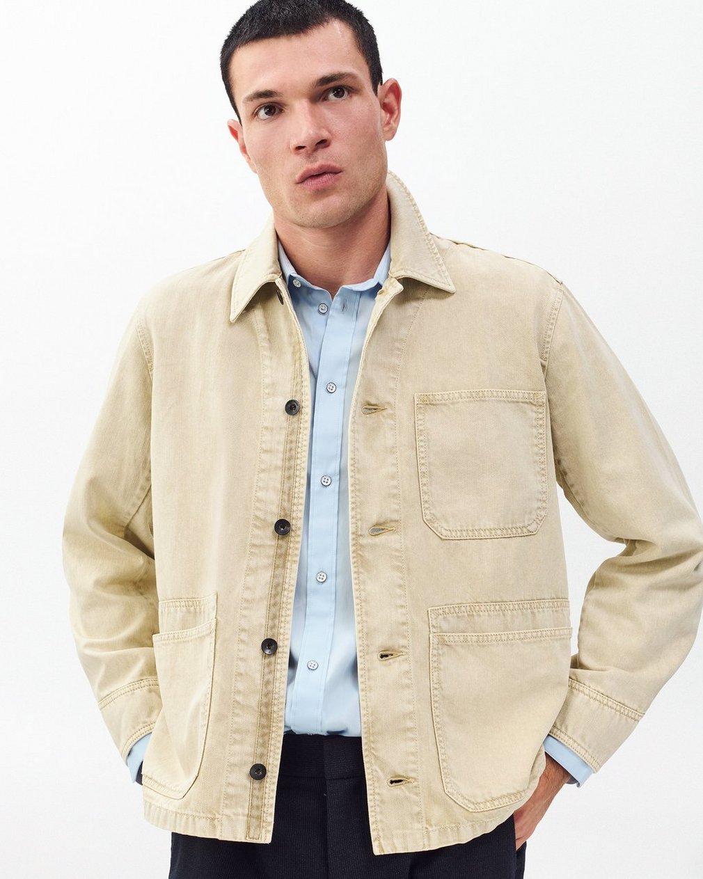 Tribeca Denim Chore Jacket Stone Beige - Image 4