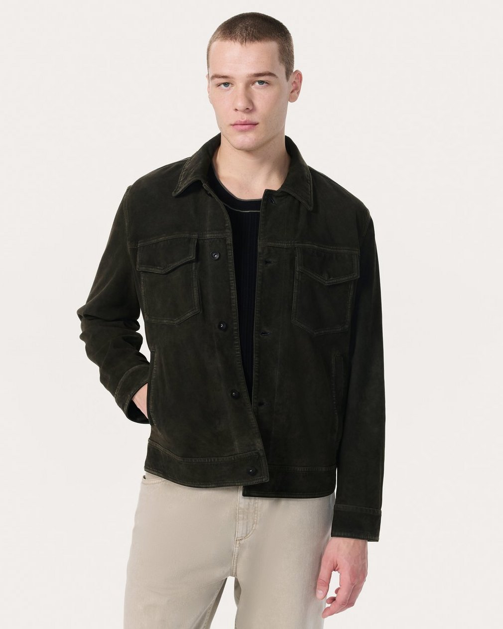 rb Suede Trucker Jacket Black