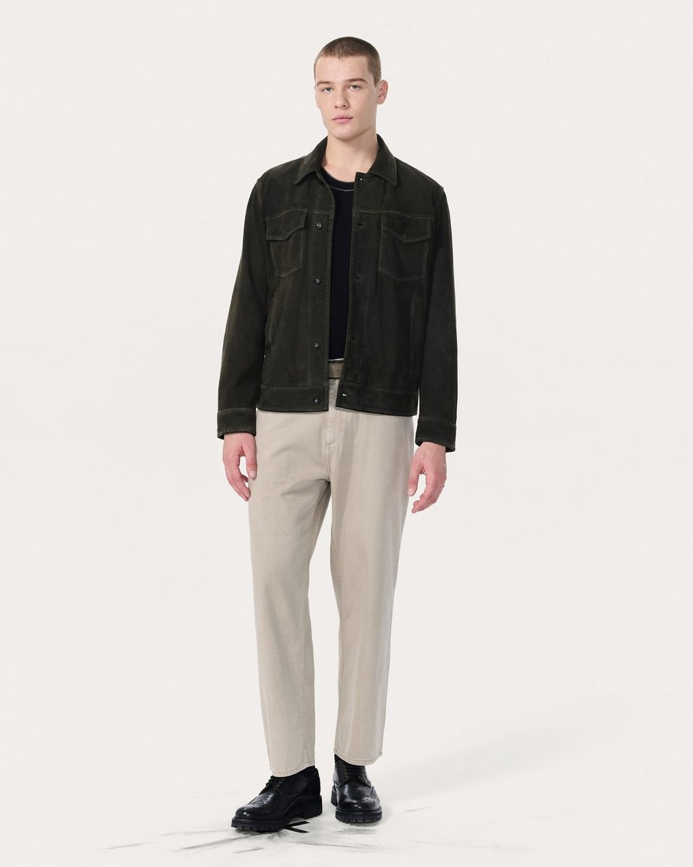 rb Suede Trucker Jacket Black - Image 3