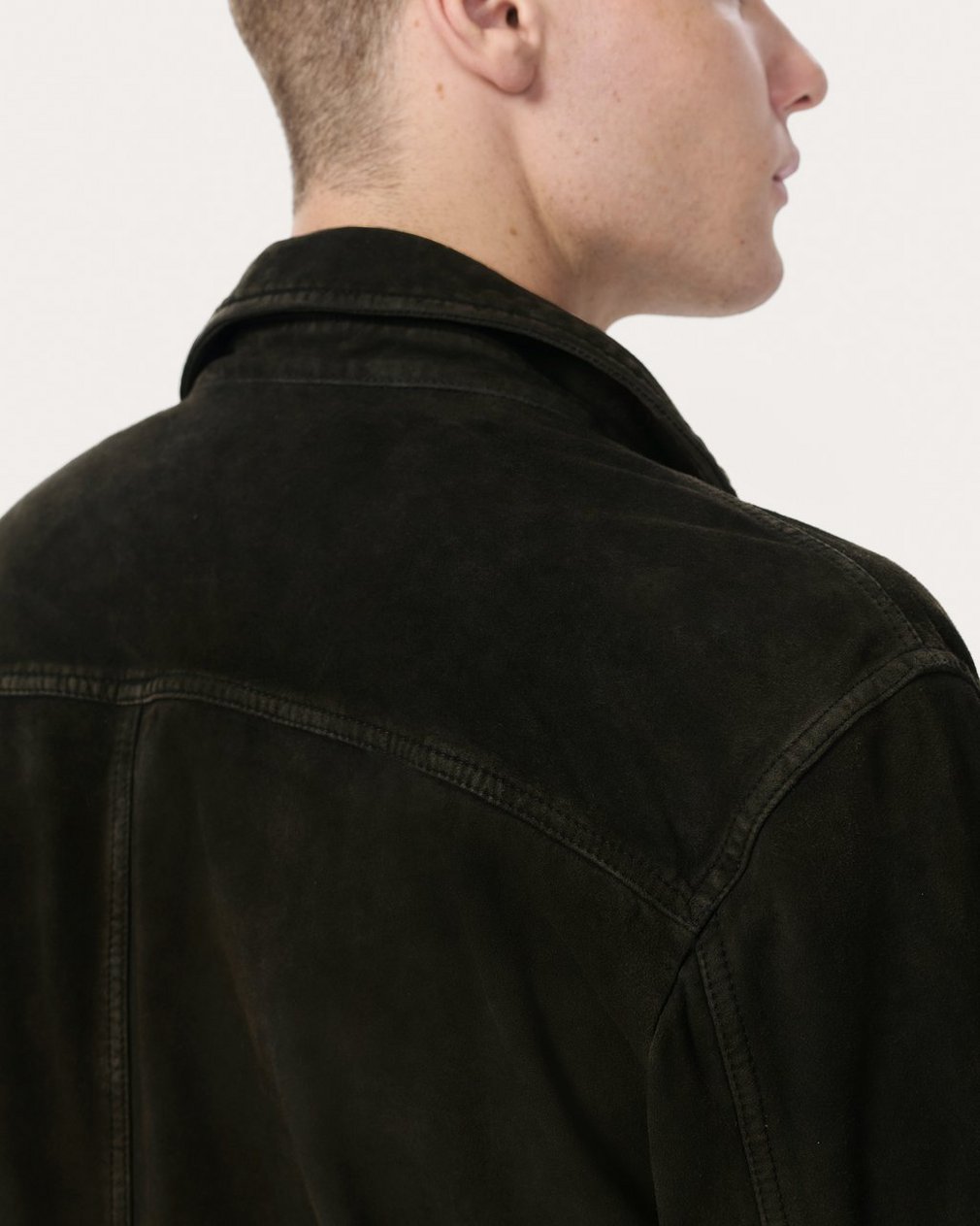 rb Suede Trucker Jacket Black - Image 5