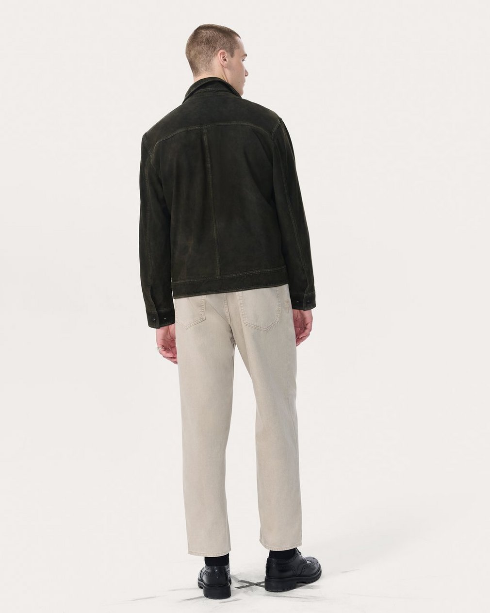 rb Suede Trucker Jacket Black - Image 6