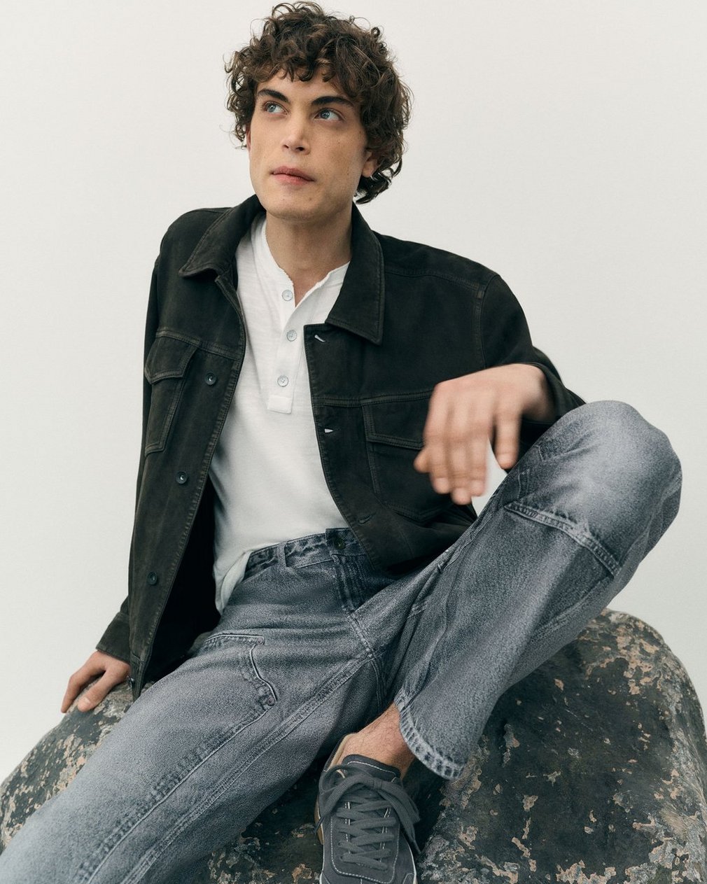 rb Suede Trucker Jacket Black - Image 7