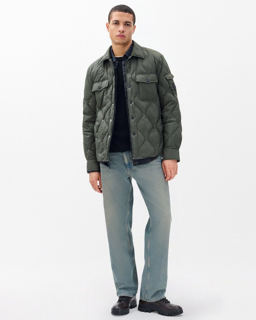 Dane Quilted Shirt Jacket Dark Shadow - Image 3